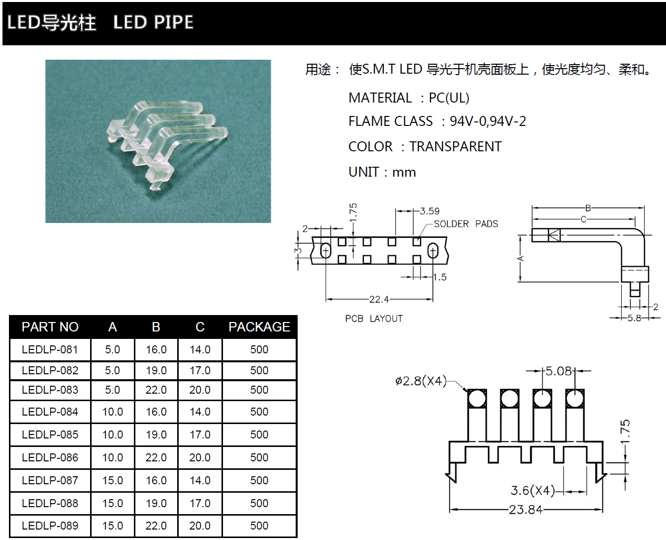 S.M.T LED導(dǎo)光柱