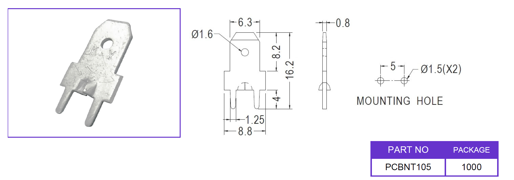 PC板焊接端子PCBNT105