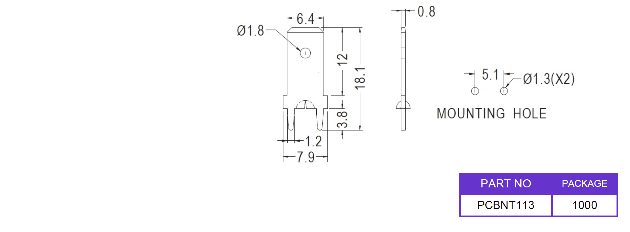 PC板焊接端子PCBNT113